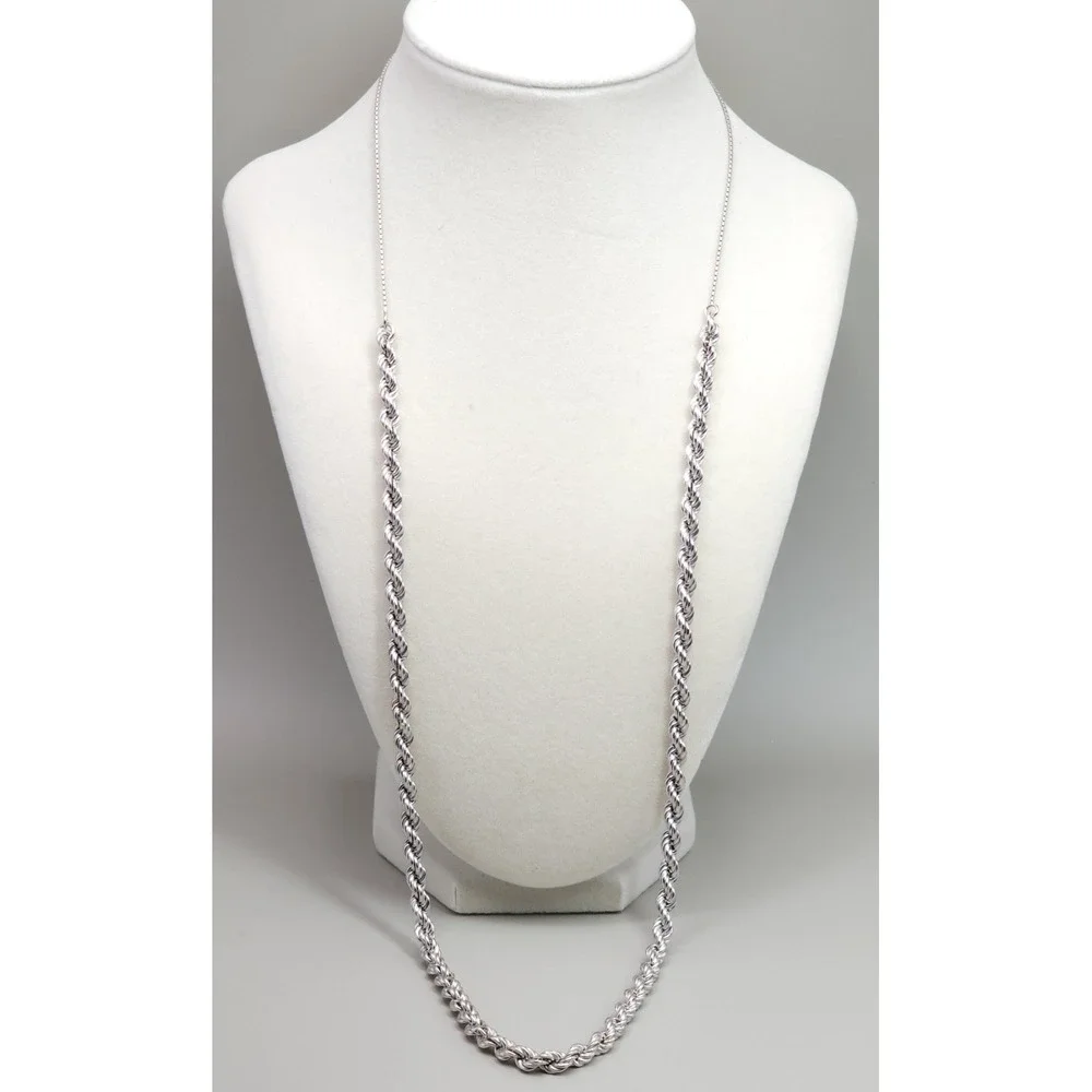 Vintage Milor 925 Sterling Silver Rope Chain 5mm Adjustable Necklace 18